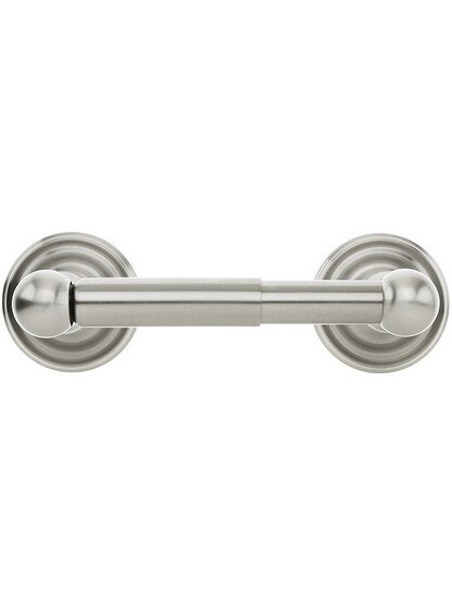Brass Toilet-Paper Holder with Classic Rosettes in Satin Nickel.